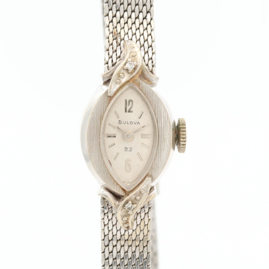 Vintage Bulova 14K Gold And Diamonds Wristwatch, 1972