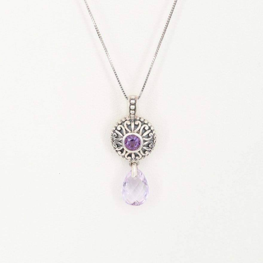 Sterling Silver Amethyst Pendant Necklace