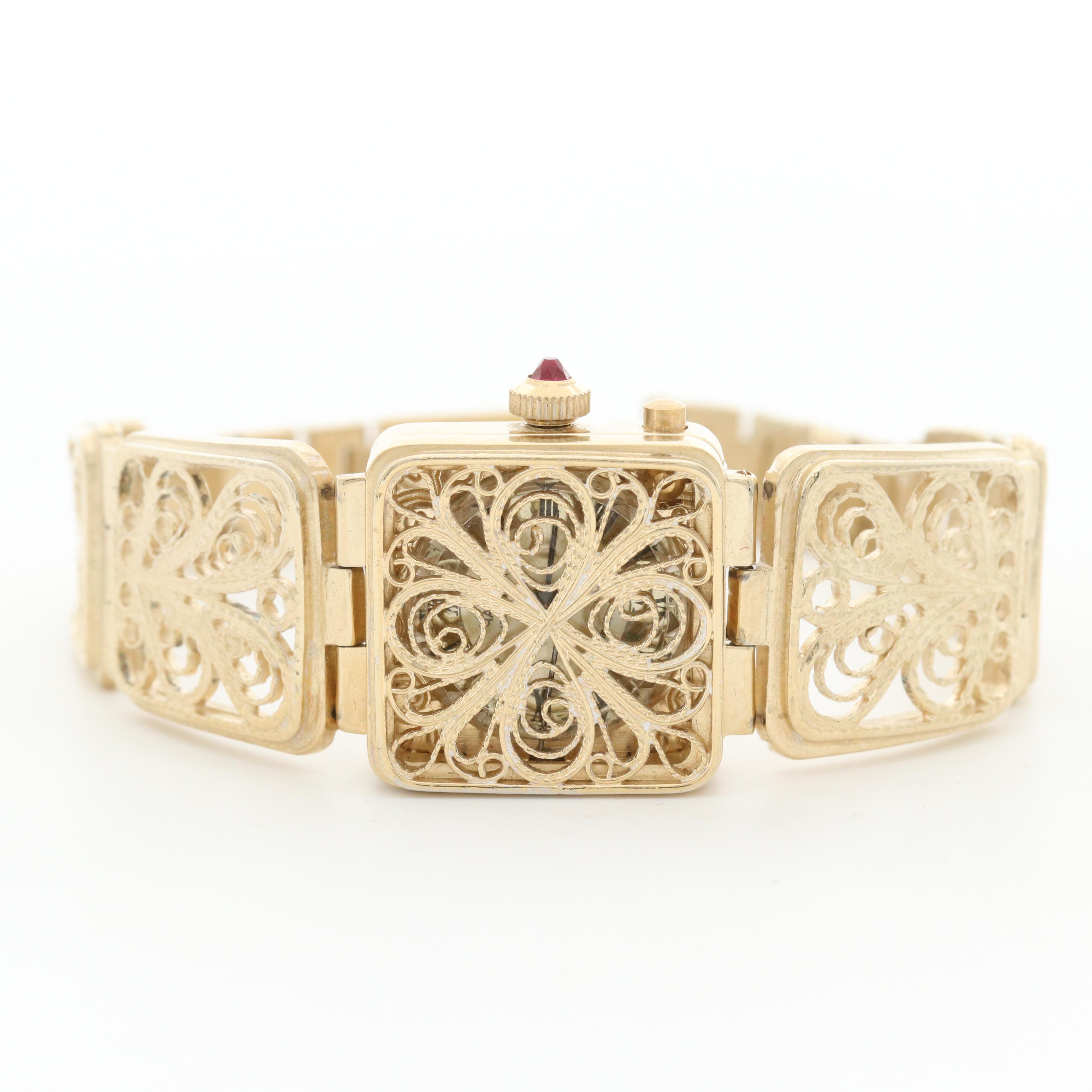 Yanka Russian Made Ornate Watch With Synthetic Ruby Crown