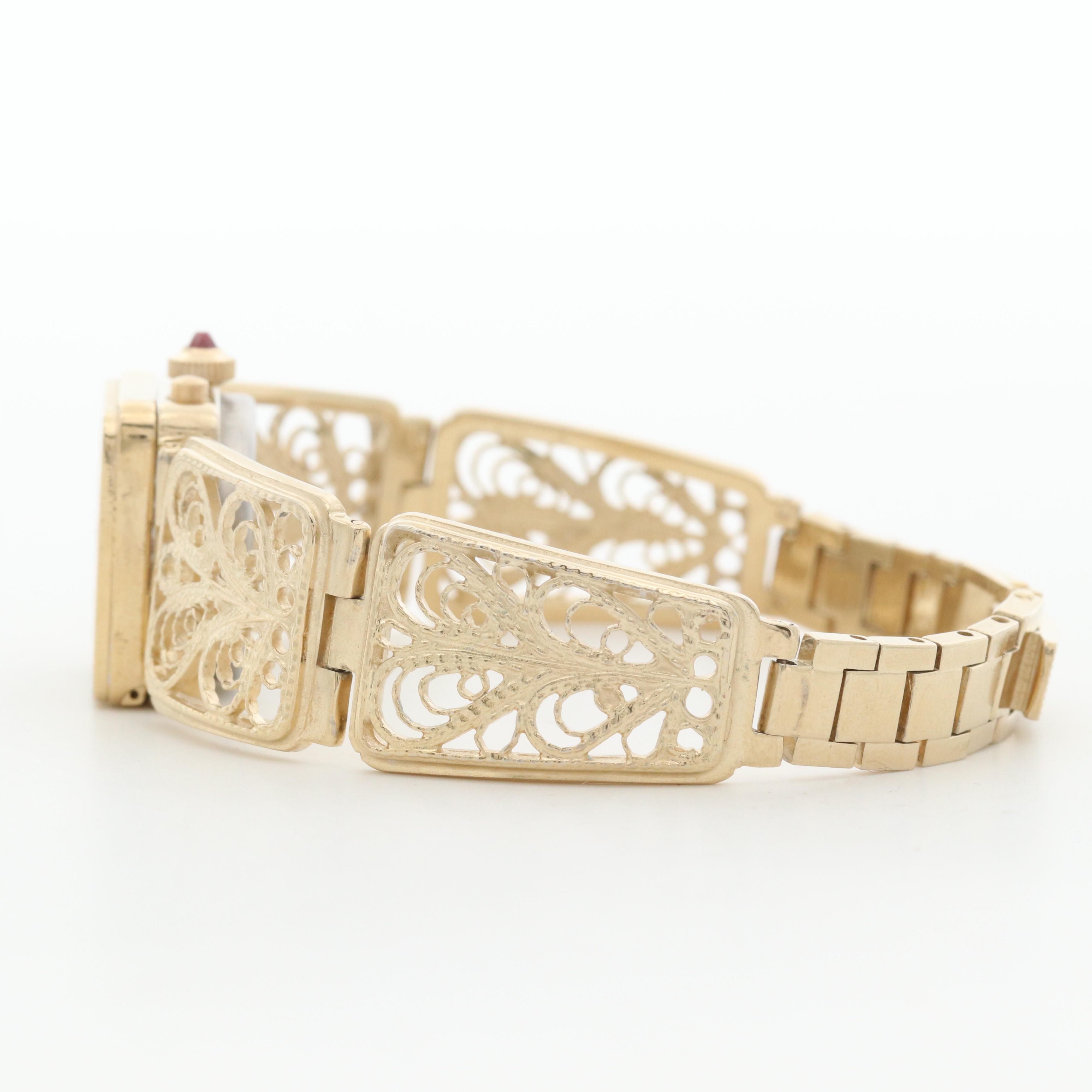 Yanka Russian Made Ornate Watch With Synthetic Ruby Crown