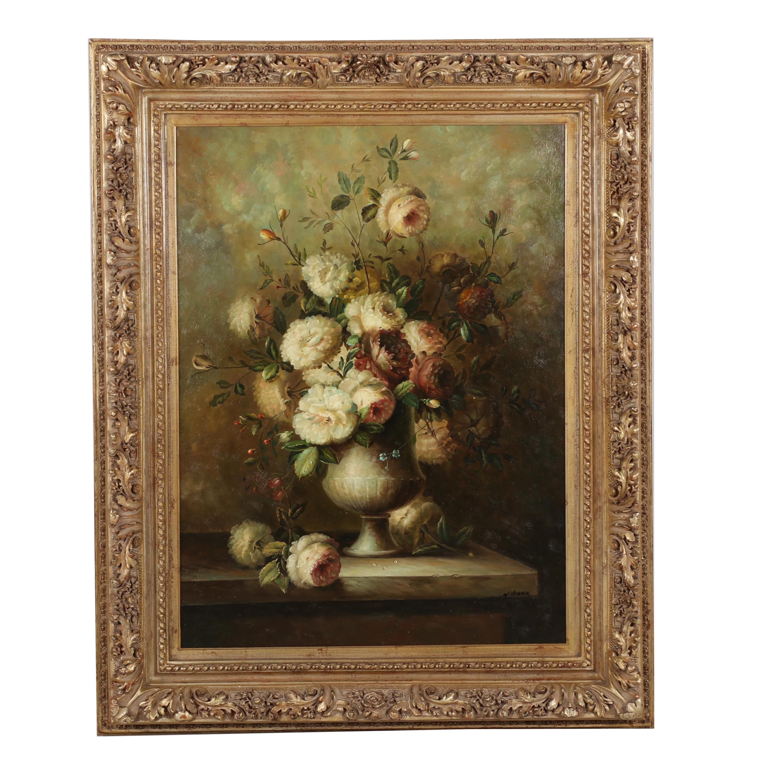 W. Shannon Floral Still Life Oil Painting