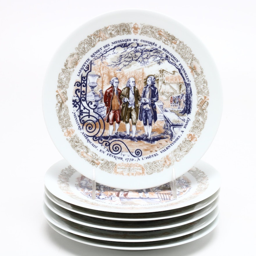 Henri D'arceau .L. & Fils Porcelain Cabinet Plates, 1970s