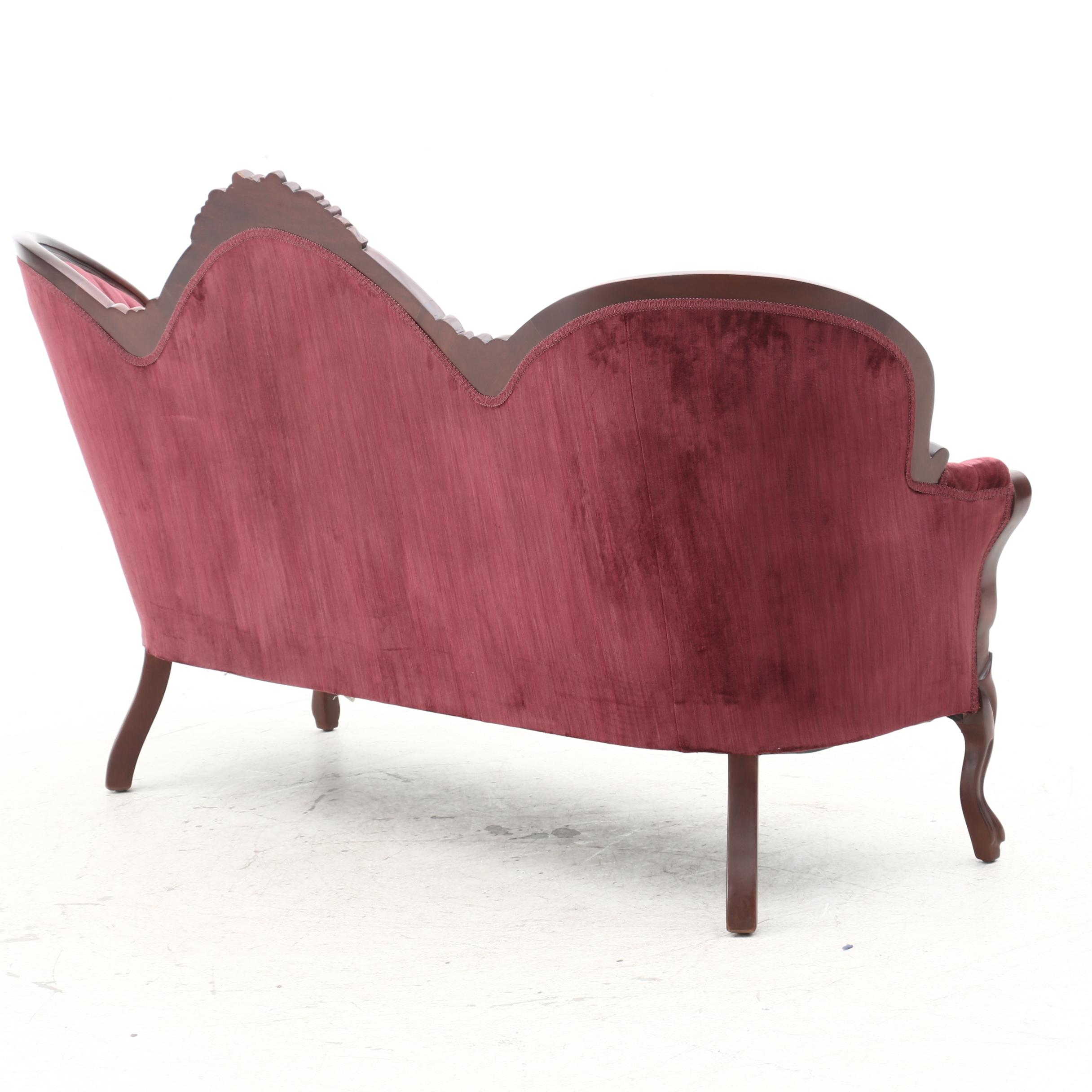 Kimball Reproductions Victorian Style Tufted Walnut Sofa, Late 20th Century