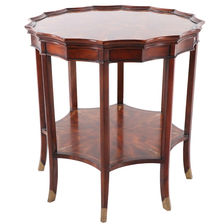 Theodore Alexander Regency Style Mahogany Mother-of-Pearl Inlay Side Table