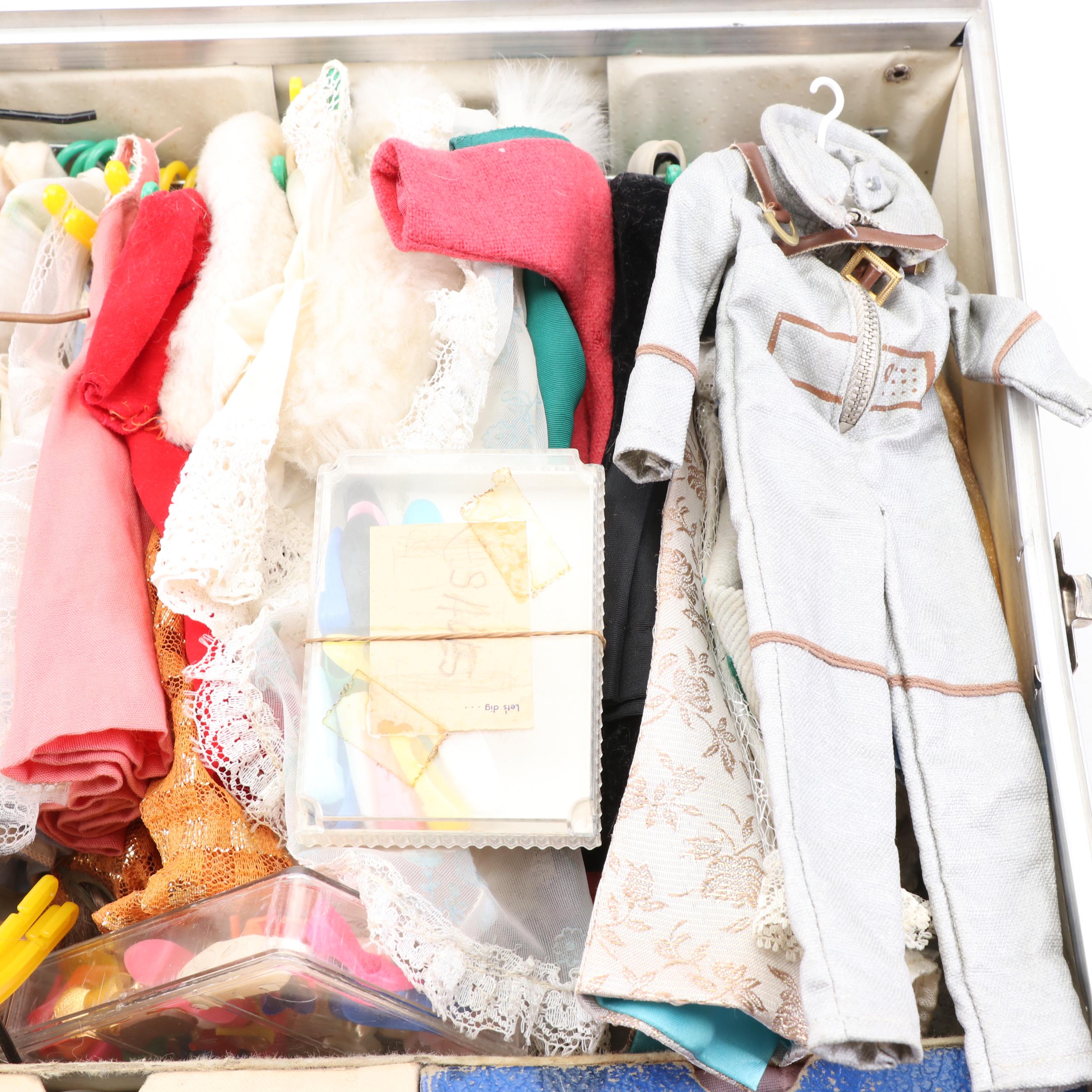 Vintage Barbie Dolls, Clothing, and "Ponytail" Wardrobe Carrying Case, 1960s