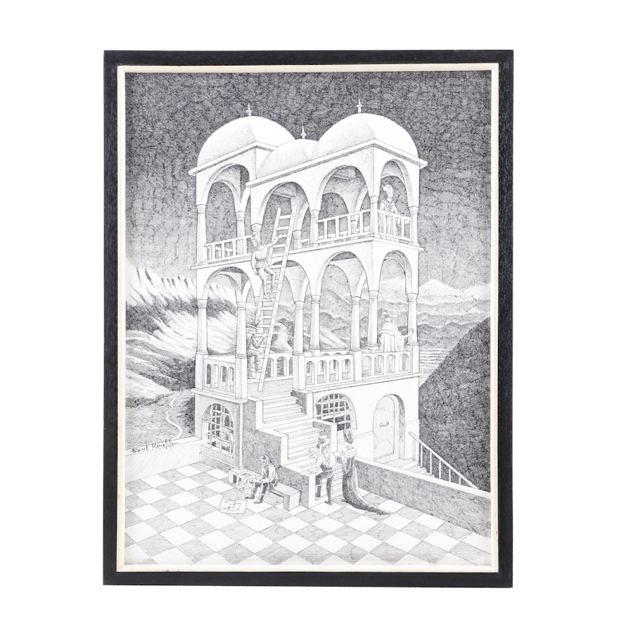 21st Century Lithograph after M.C. Escher "Belvedere"