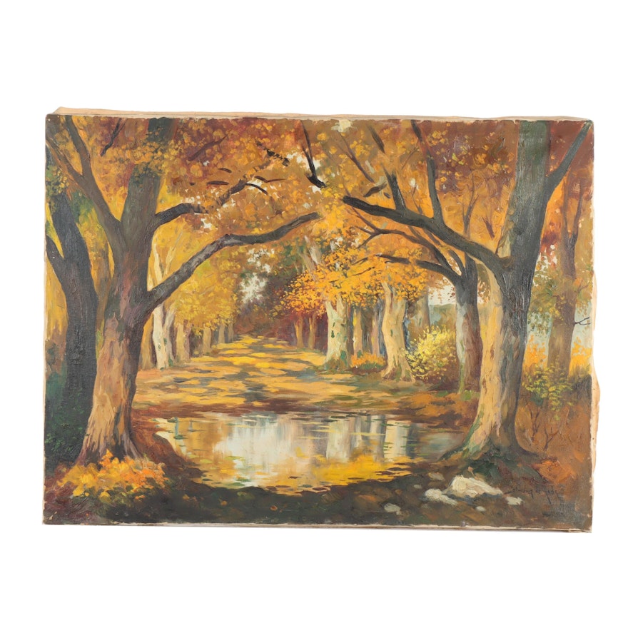 Autumn Forest Landscape Oil Painting