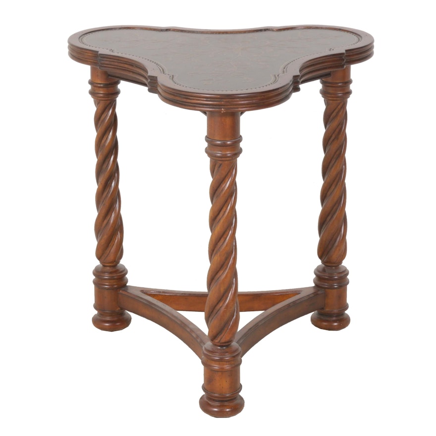 Triangular Accent Table with Metallic Scrollwork Top by Mirador
