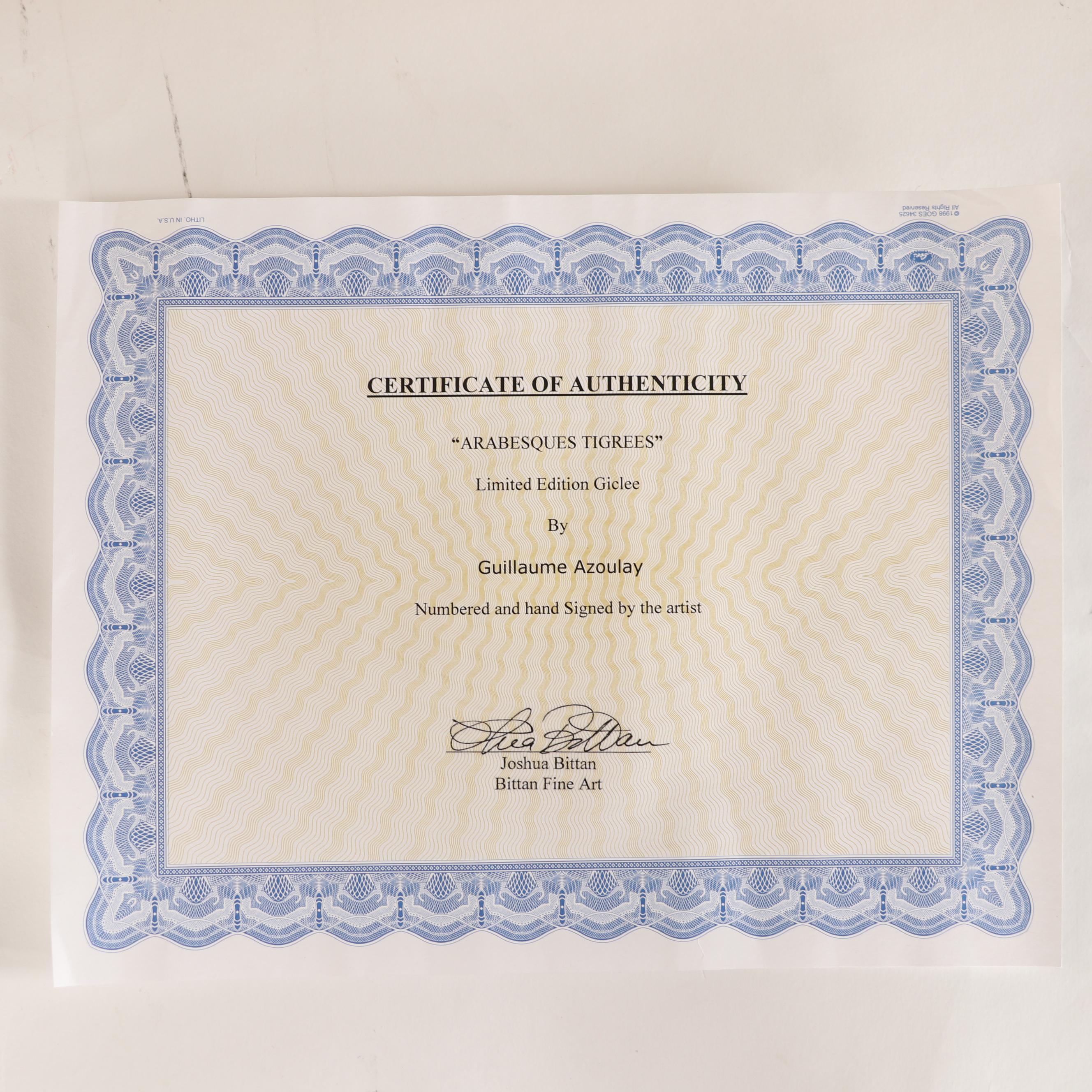 Guillaume Azoulay Giclees "Leopard" and "Arabesques Tigrees"