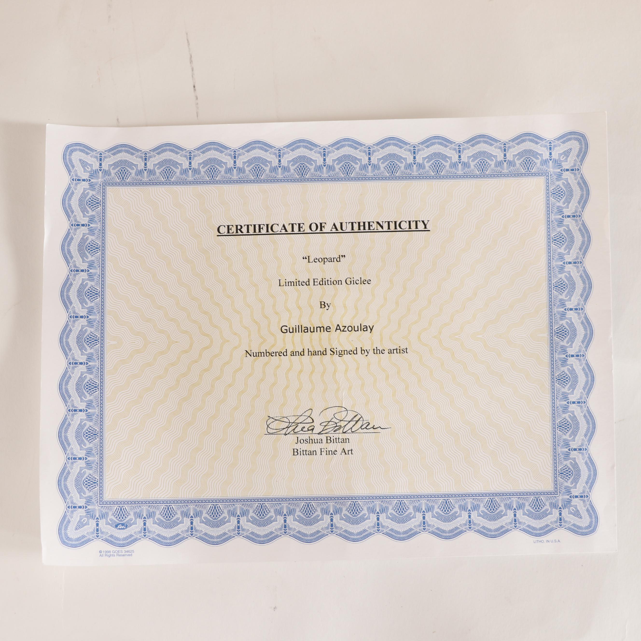 Guillaume Azoulay Giclees "Leopard" and "Arabesques Tigrees"