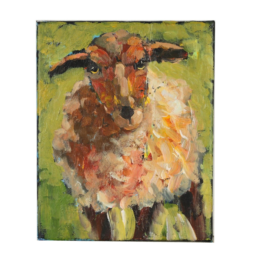 Elle Raines Acrylic Painting of Sheep