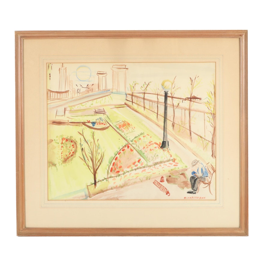 Marjory Hartmann Mid 20th Century Watercolor & Gouache Painting