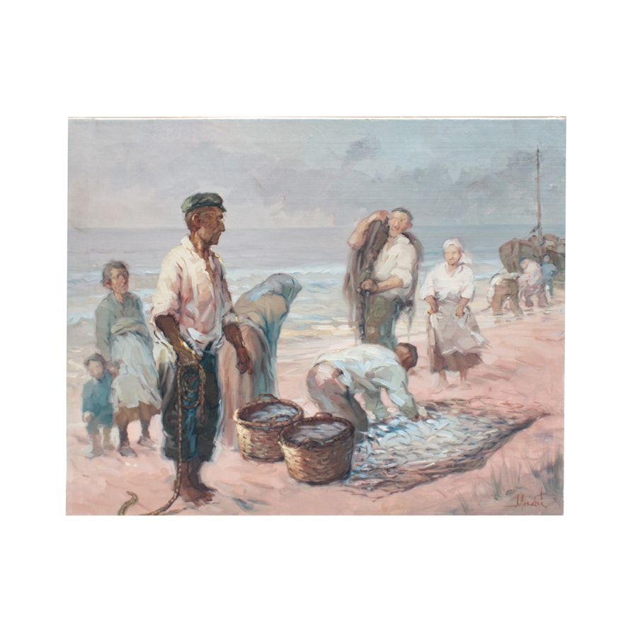 Manuel Machi Oil Painting, Mid-to-Late 20th Century