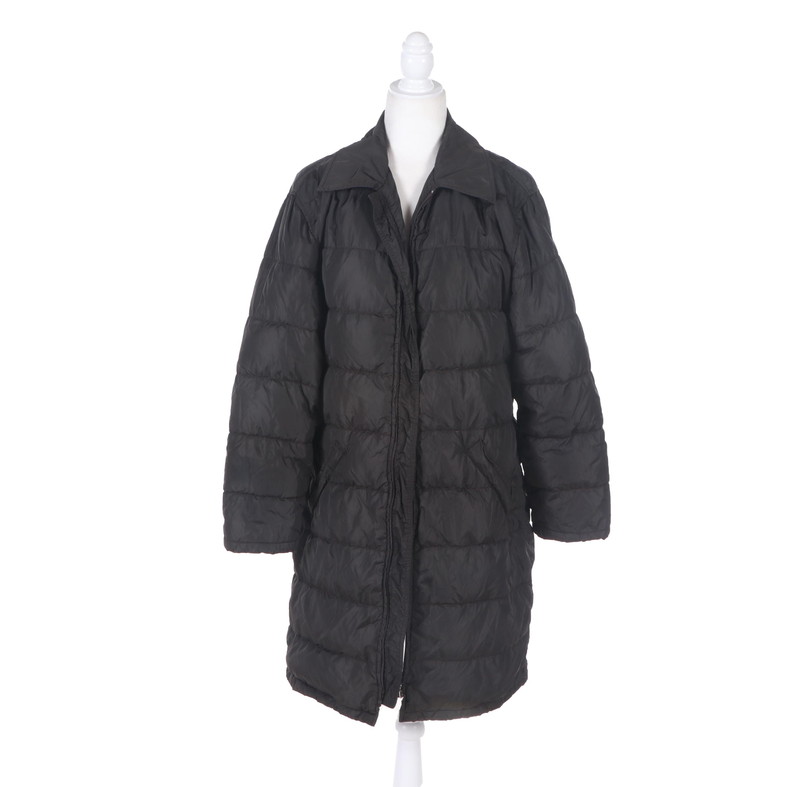 Prada Milano Black Zipper-Front Puffer Coat