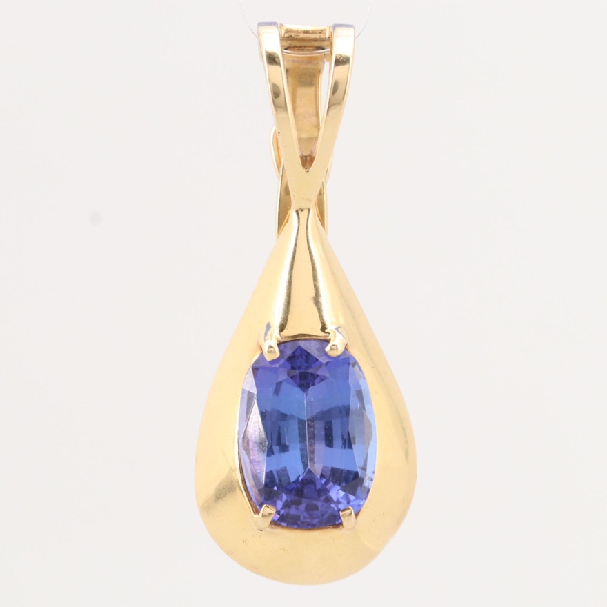 18K Yellow Gold 7.26 CT Tanzanite Enhancer Pendant