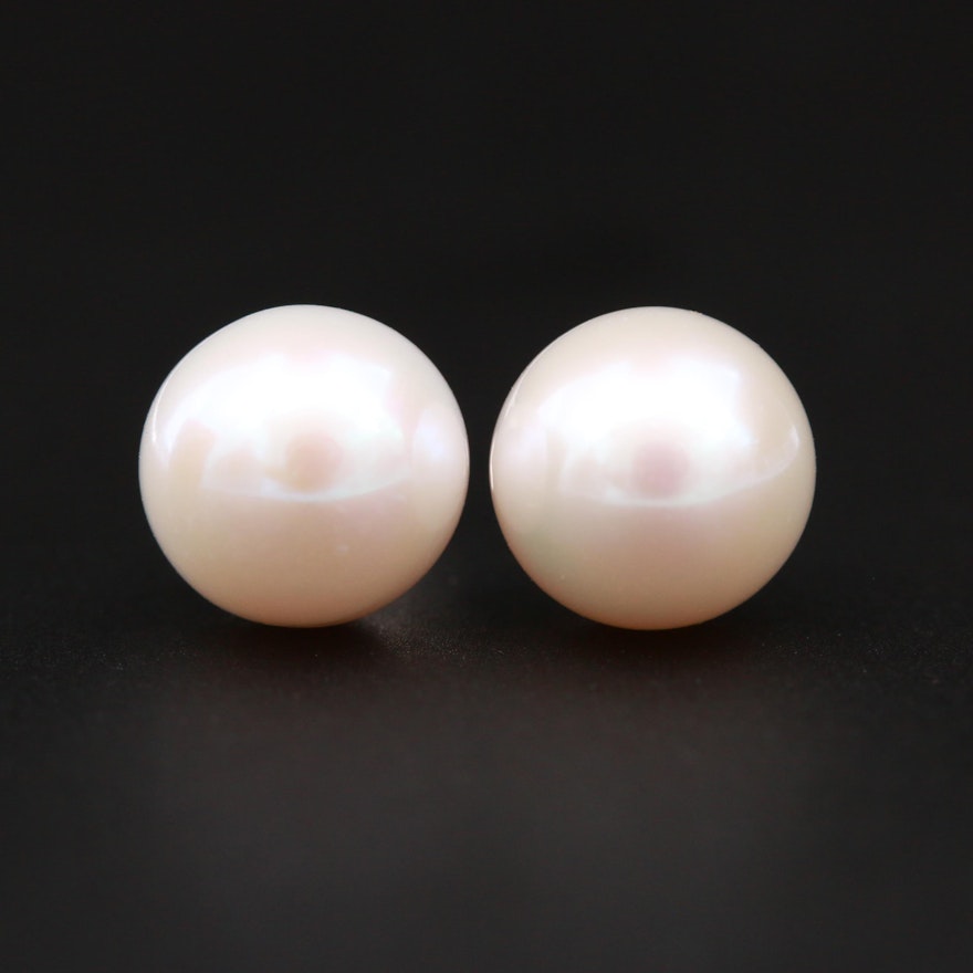 14K White Gold Cultured Pearl Earrings