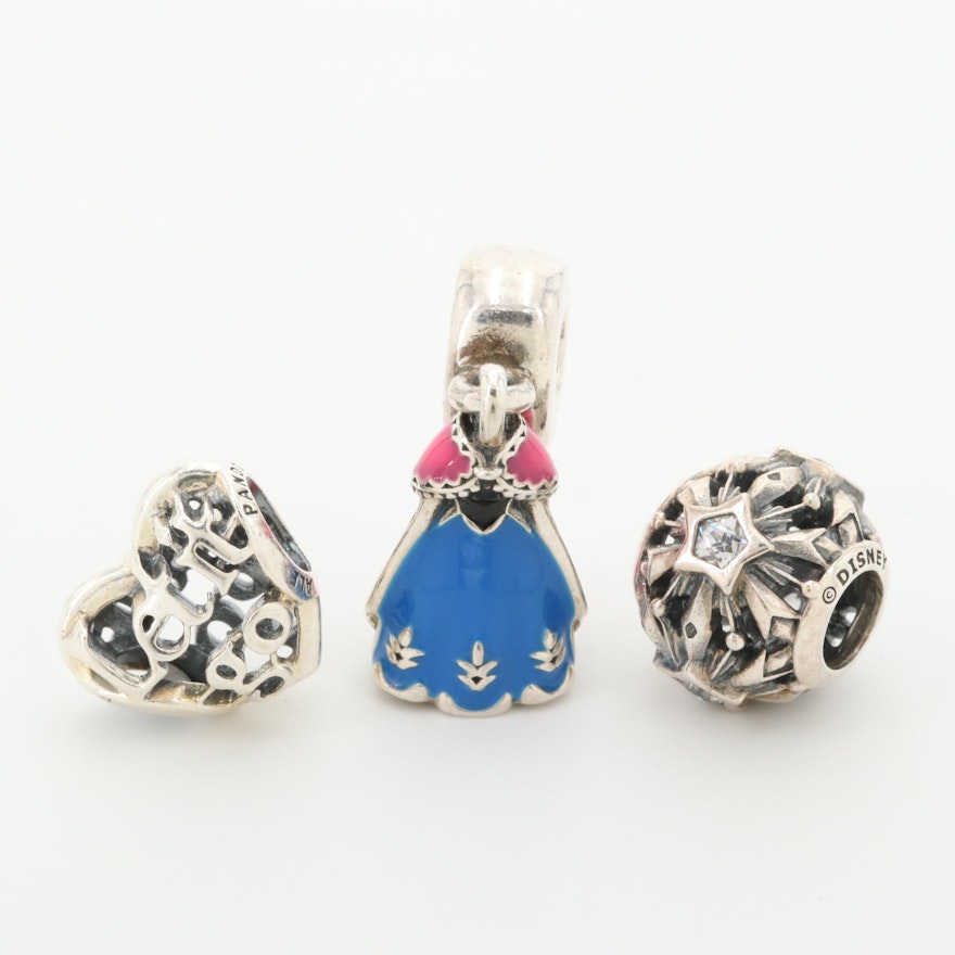 Disney Pandora "Frozen" Sterling Charms Featuring Anna and Cubic Zirconia