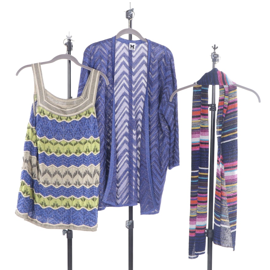 Missoni Cotton Blend Sleeveless Top, Cardigan and Scarf