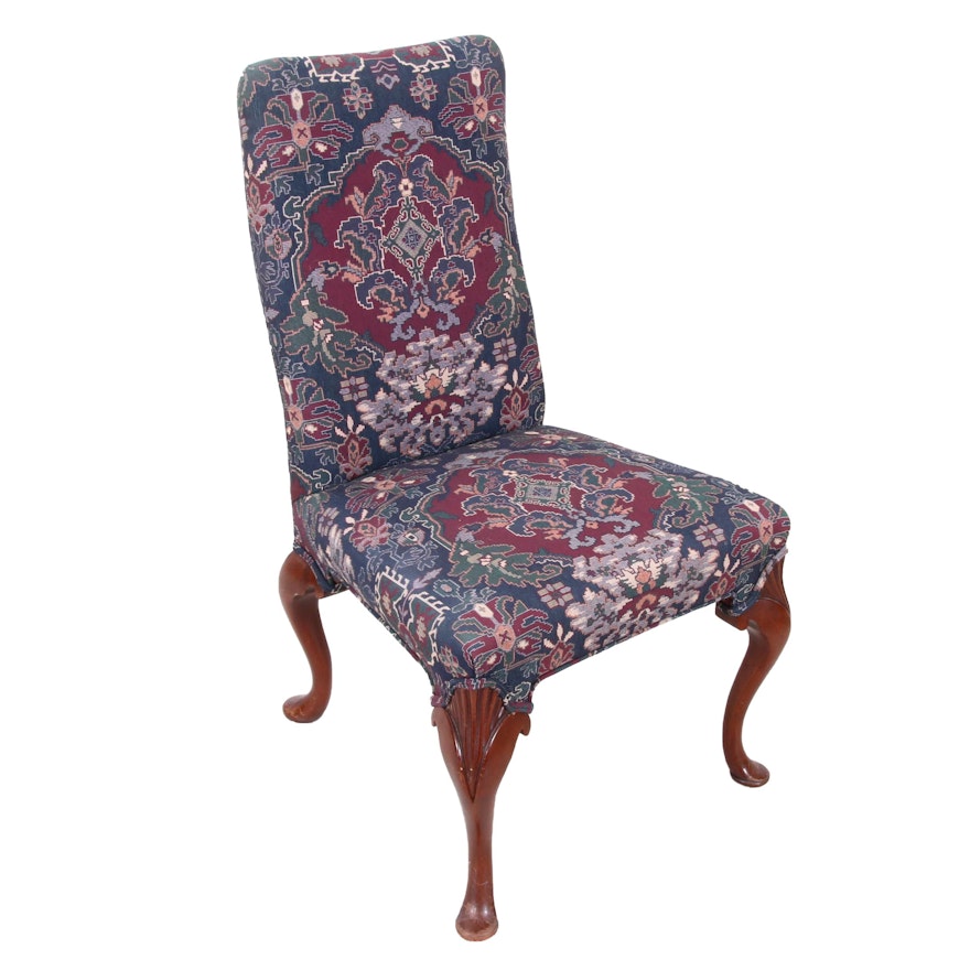 Queen Anne Style Upholstered Dining Chair, Late 20th Century