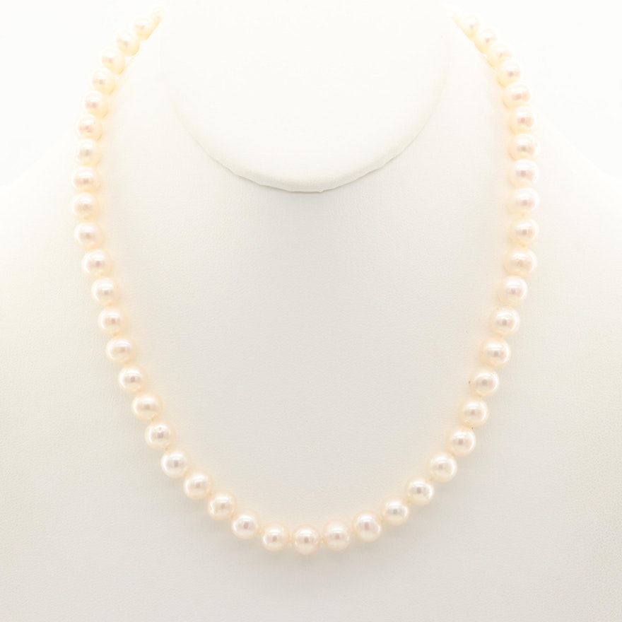 14K Yellow Gold Cultured Pearl Necklace