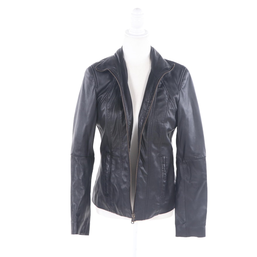 Marc New York Andrew Marc Zip-Front Leather Jacket