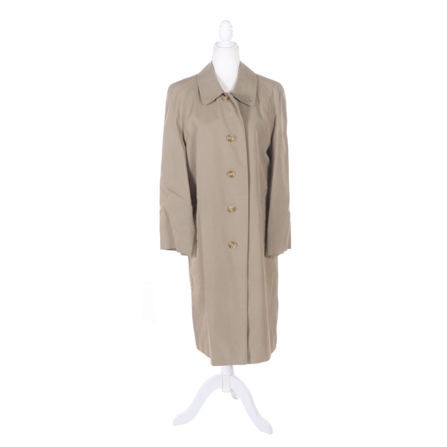 Burberry Khaki Button-Front Trench Coat with "Nova Check" Lining