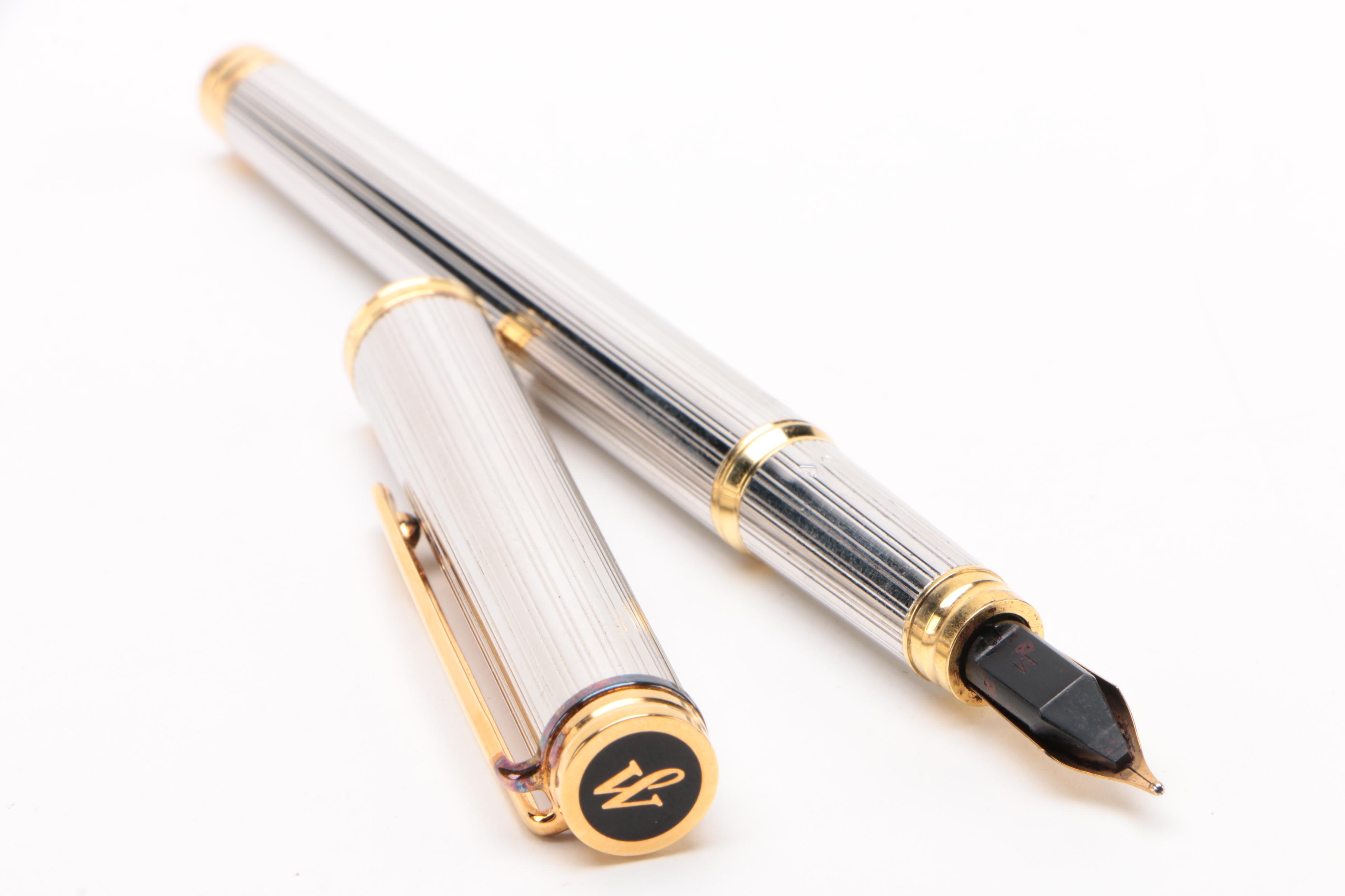 Waterman Sterling Silver "Gentleman" Fountain Pen with 18K Gold Nib, 1980s