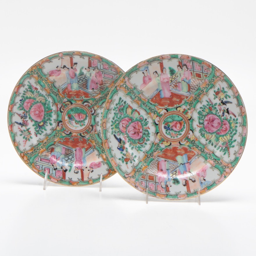Chinese Rose Medallion Ceramic Decorative Plates