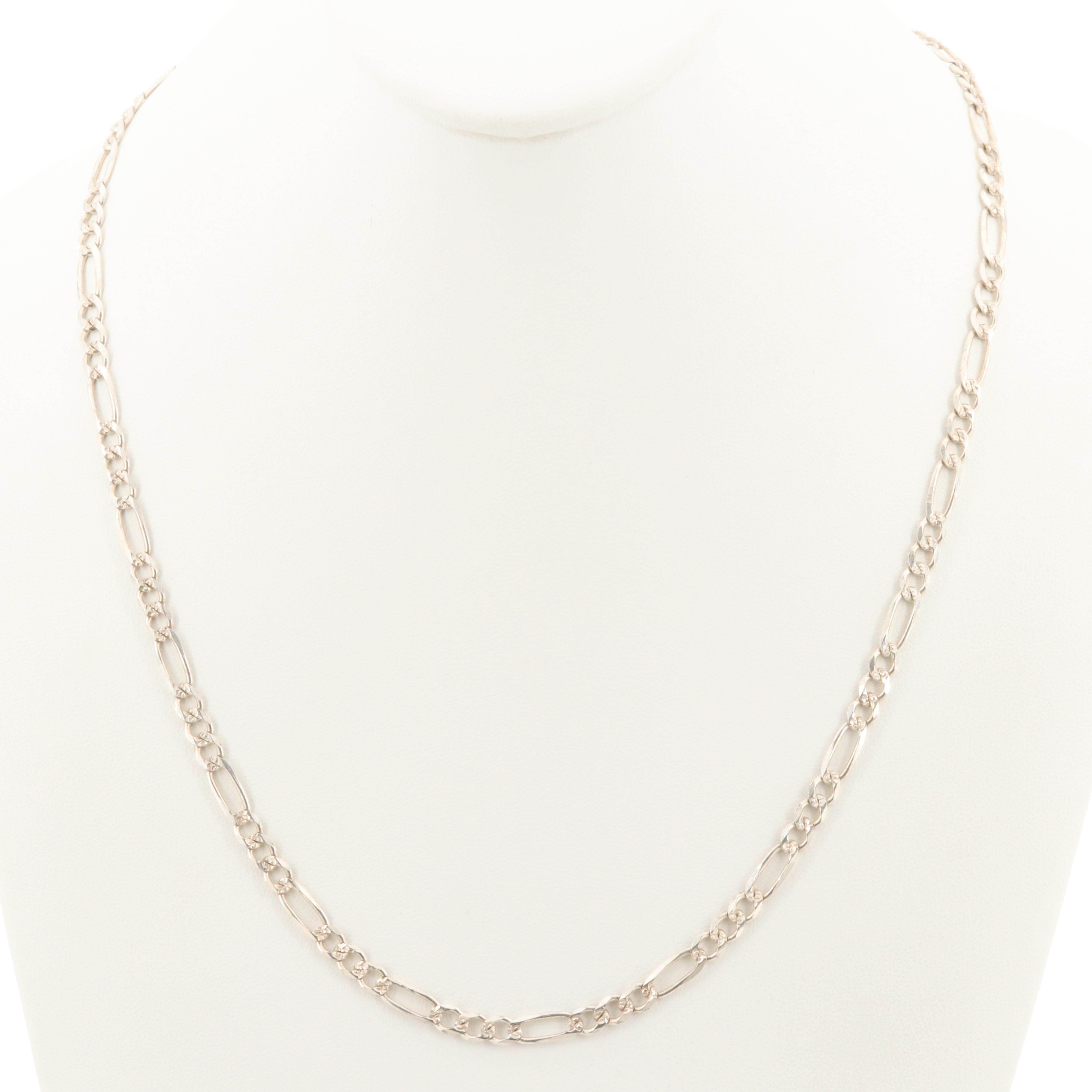 Mexican Sterling Silver Figaro Chain