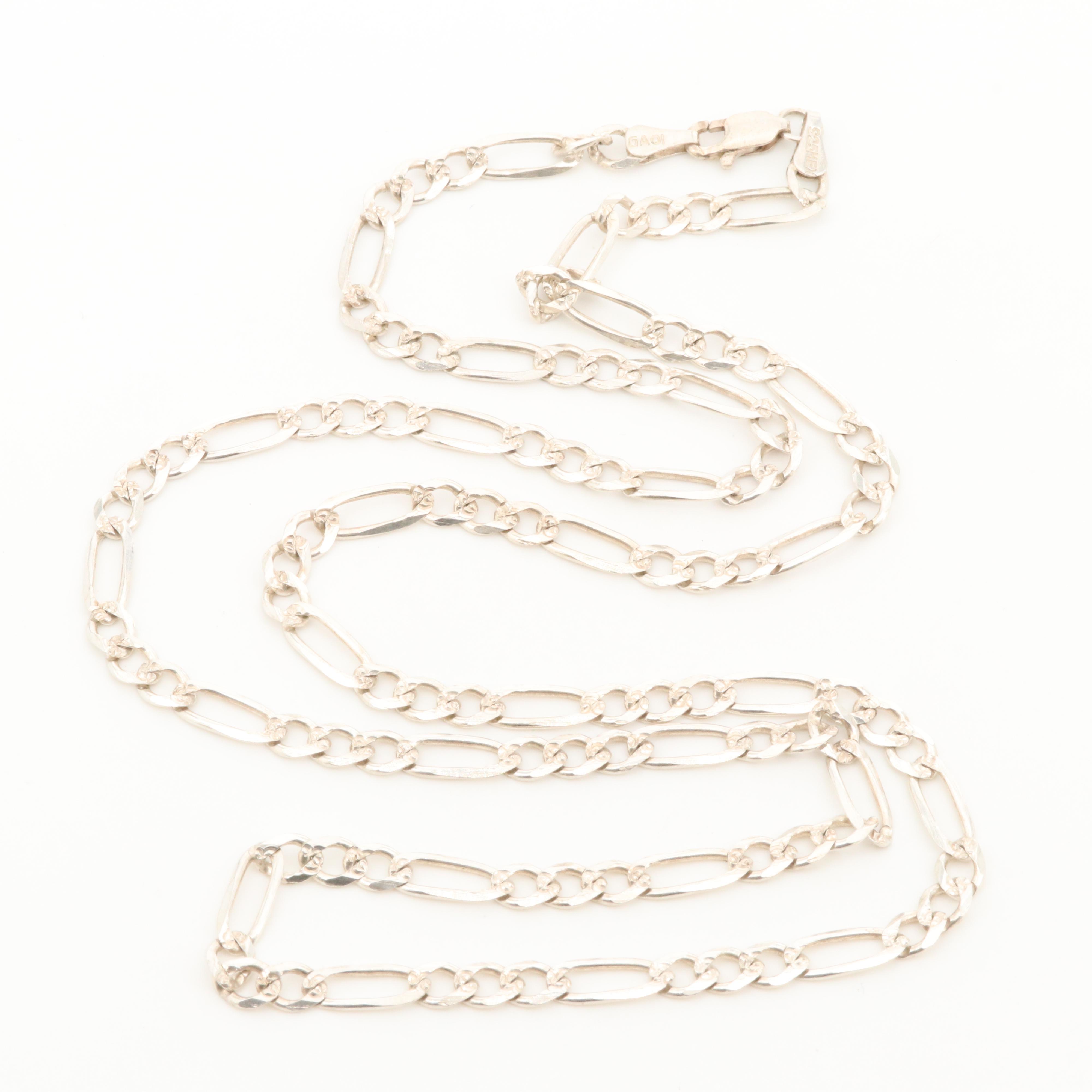 Mexican Sterling Silver Figaro Chain