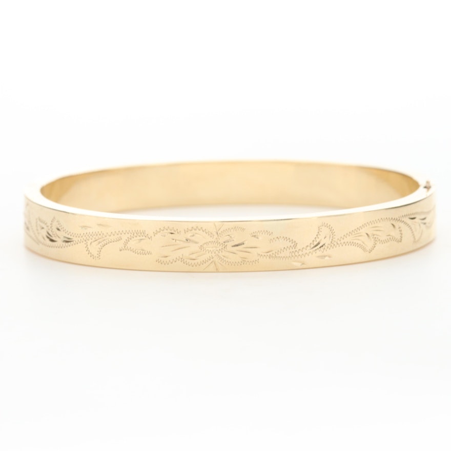 14K Yellow Gold Hinged Bangle