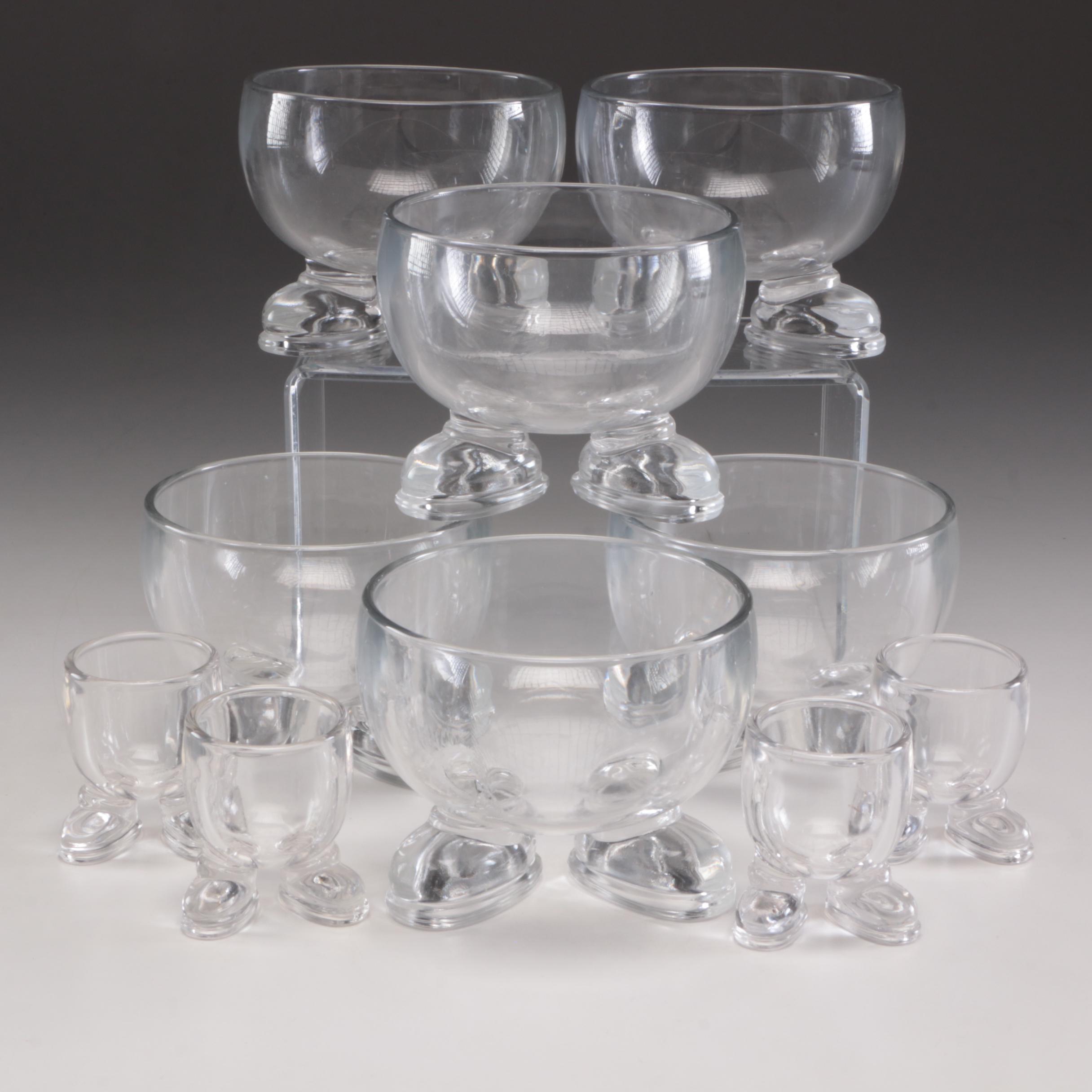 Arc International Glass Cereal Bowls and Egg Cups with Feet