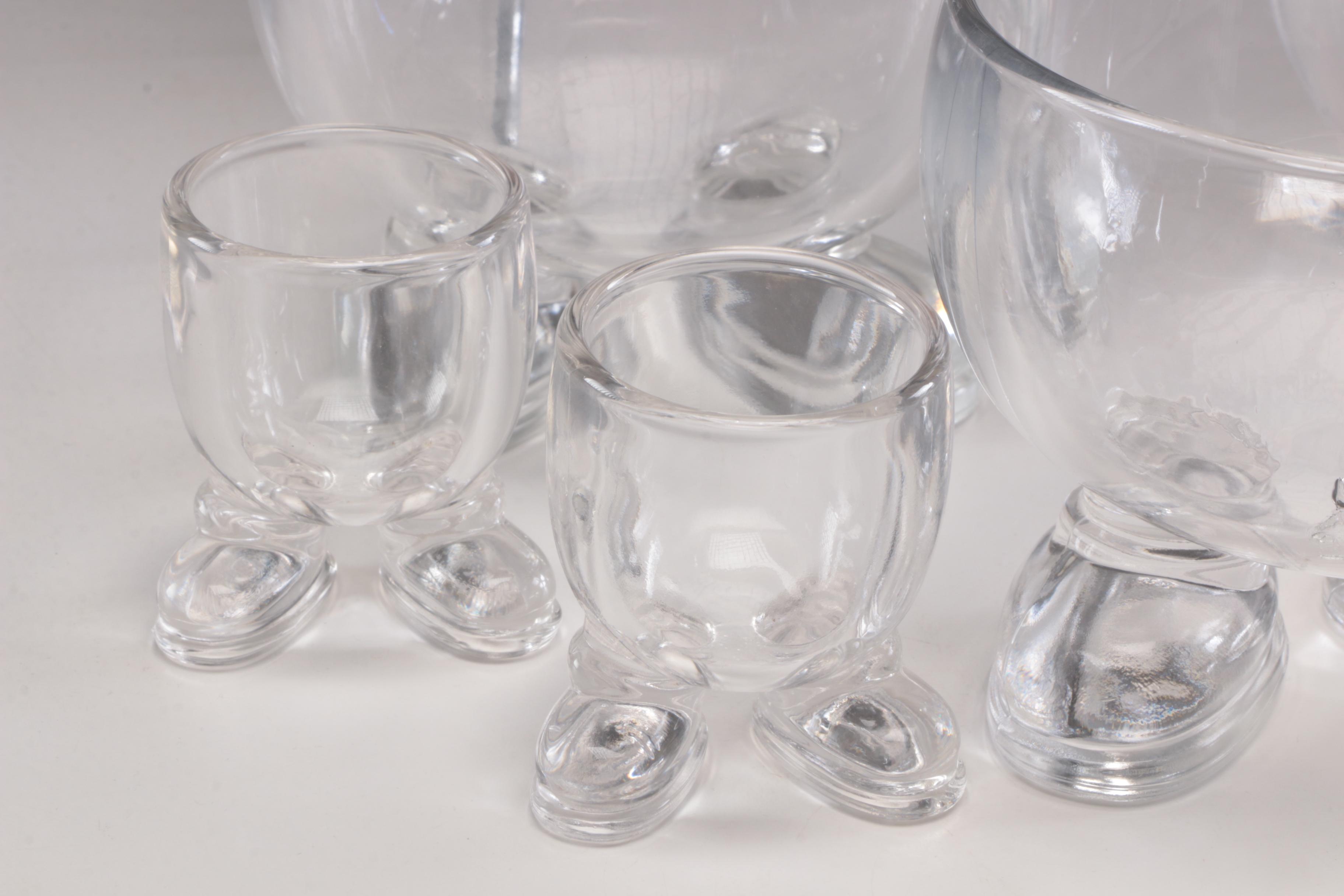 Arc International Glass Cereal Bowls and Egg Cups with Feet