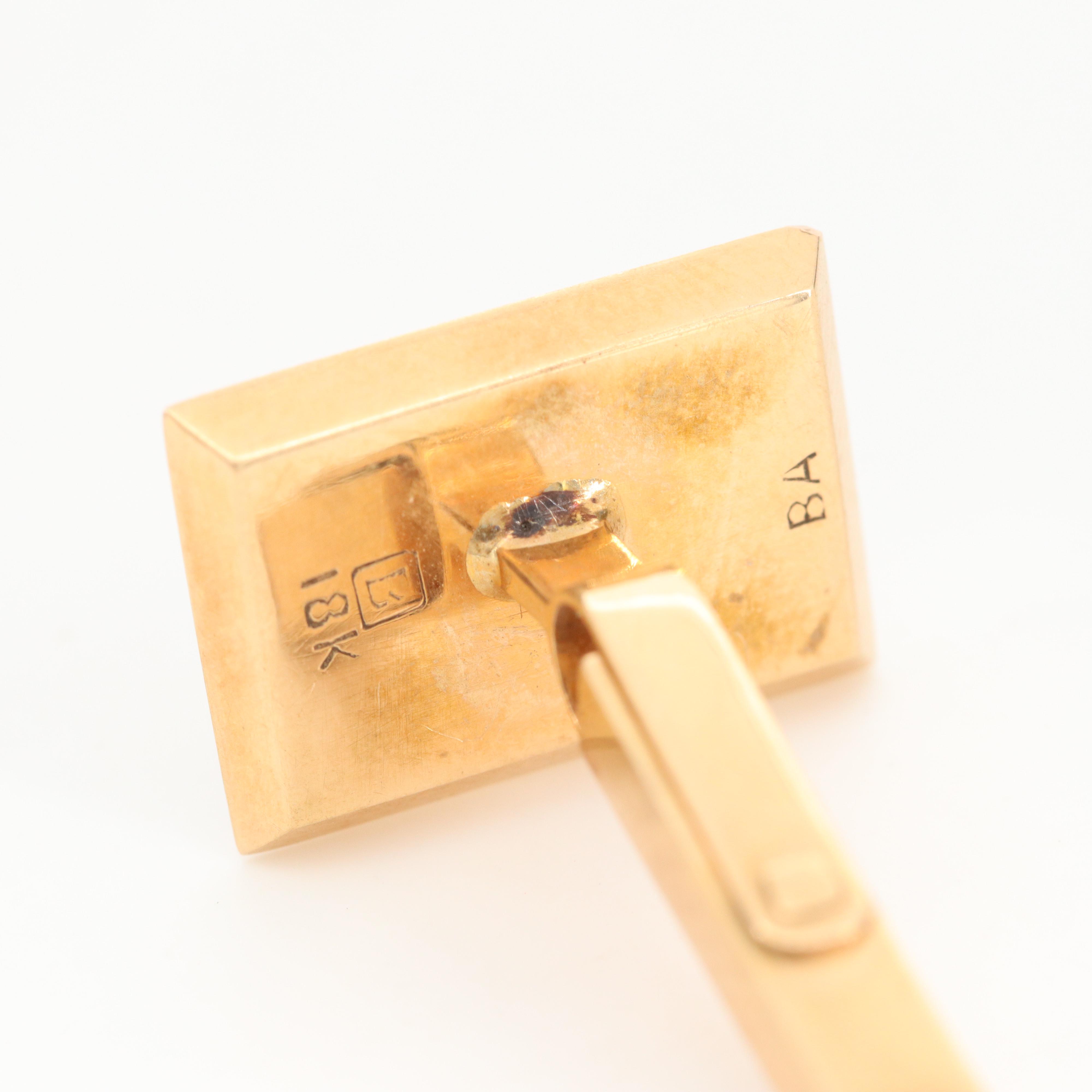 18K Yellow Gold 寿 (Longevity) Cufflinks with Black Enamel Accents