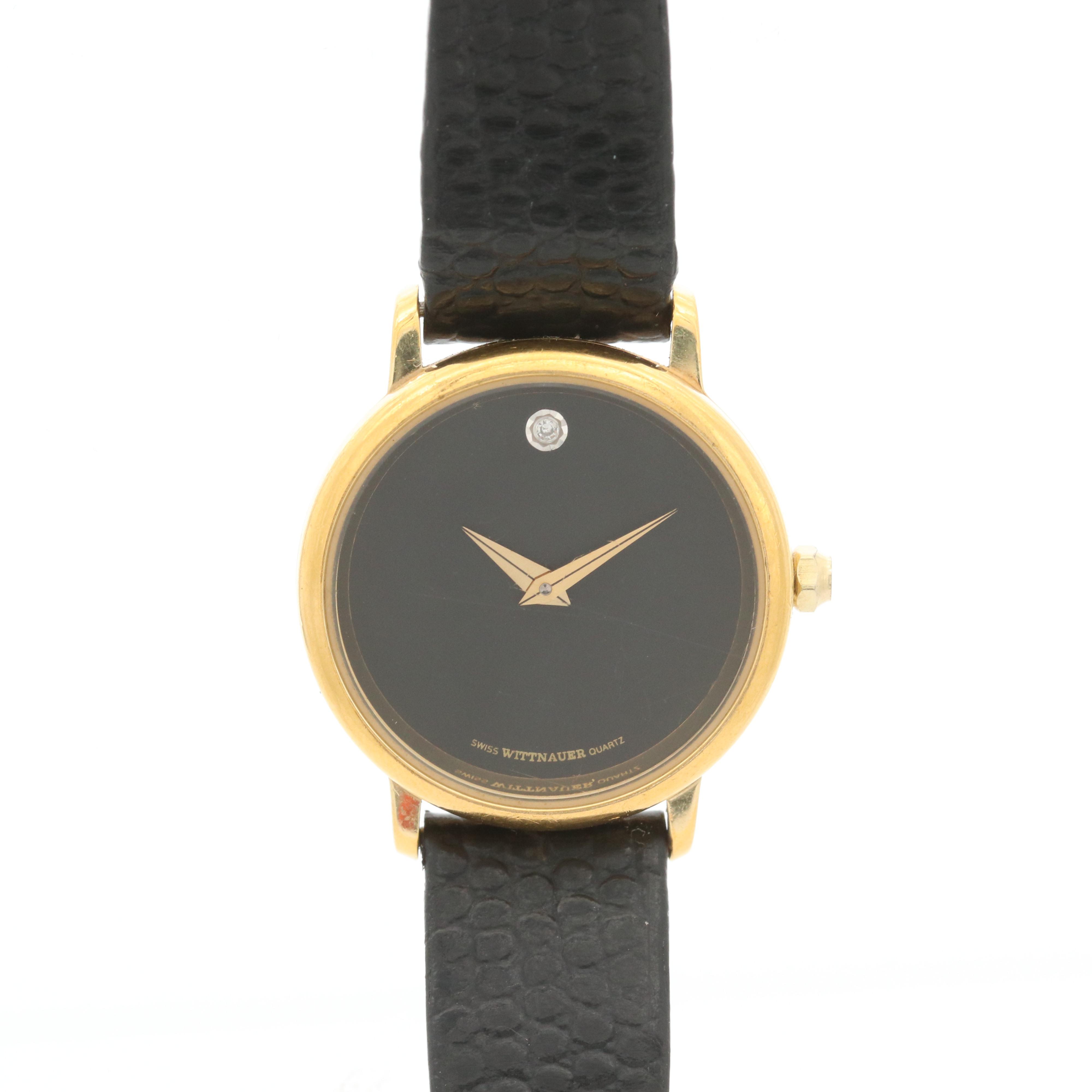 Wittnauer Yellow Tone Quartz Watch With Diamond