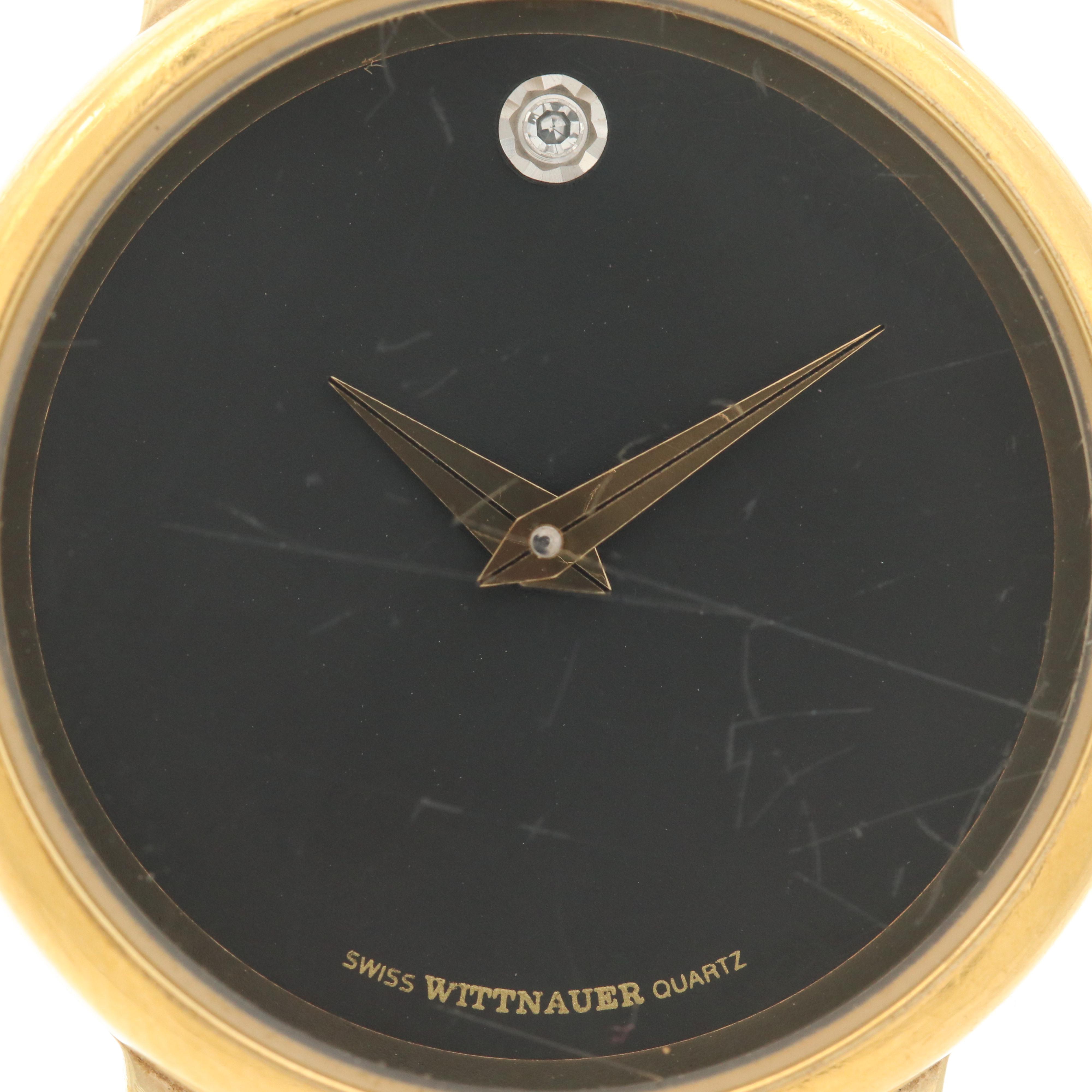 Wittnauer Yellow Tone Quartz Watch With Diamond