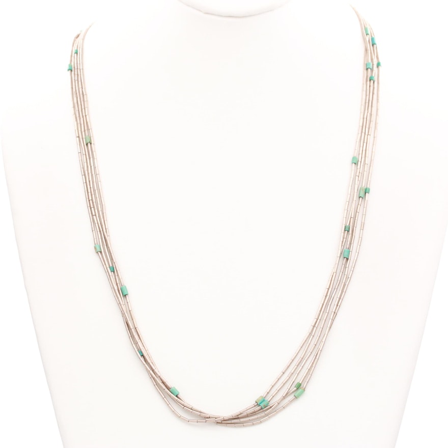 Sterling Silver Turquoise "Liquid Silver" Necklace