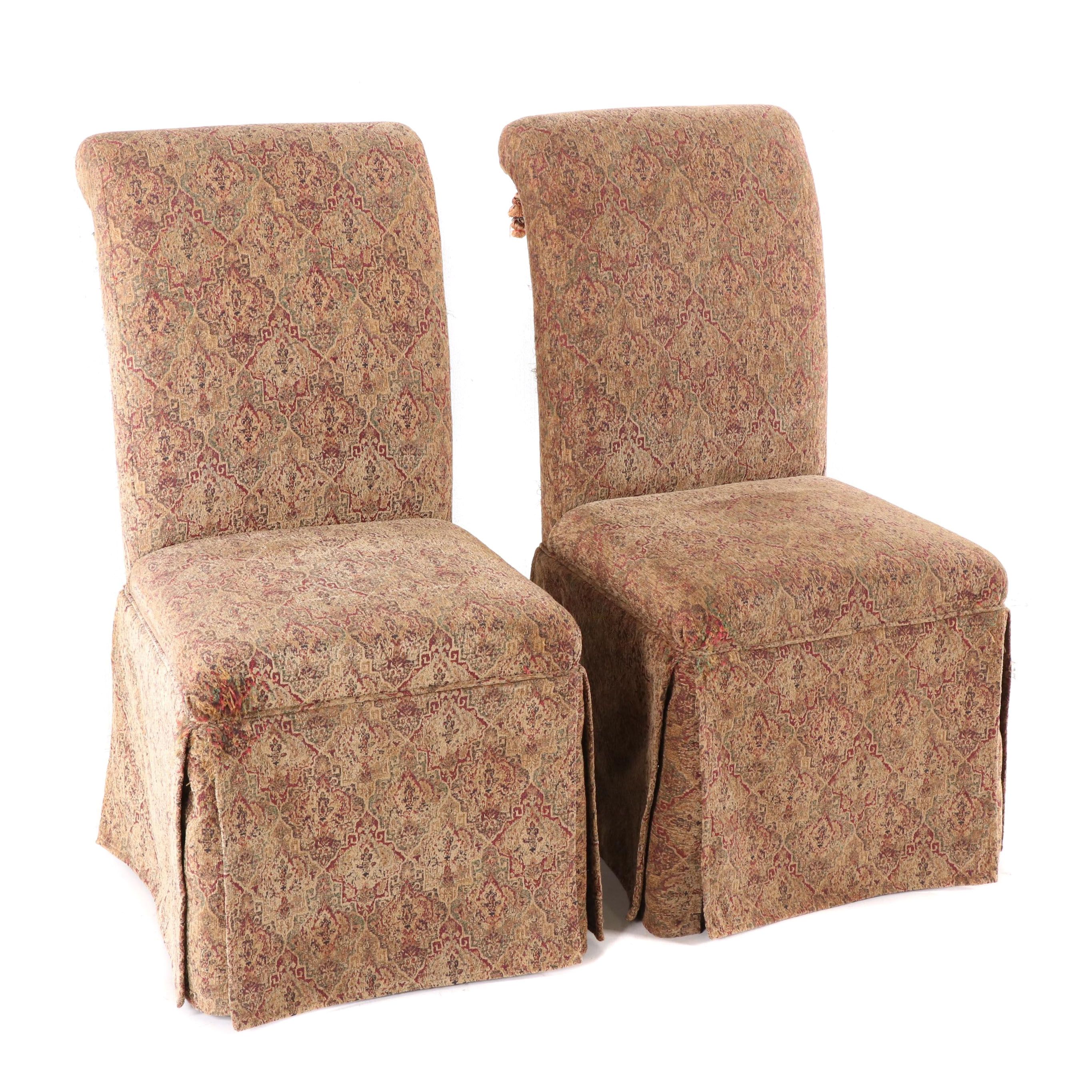 Pair of Bombay Company Upholstered Tassel Back Parsons Dining Chairs EBTH