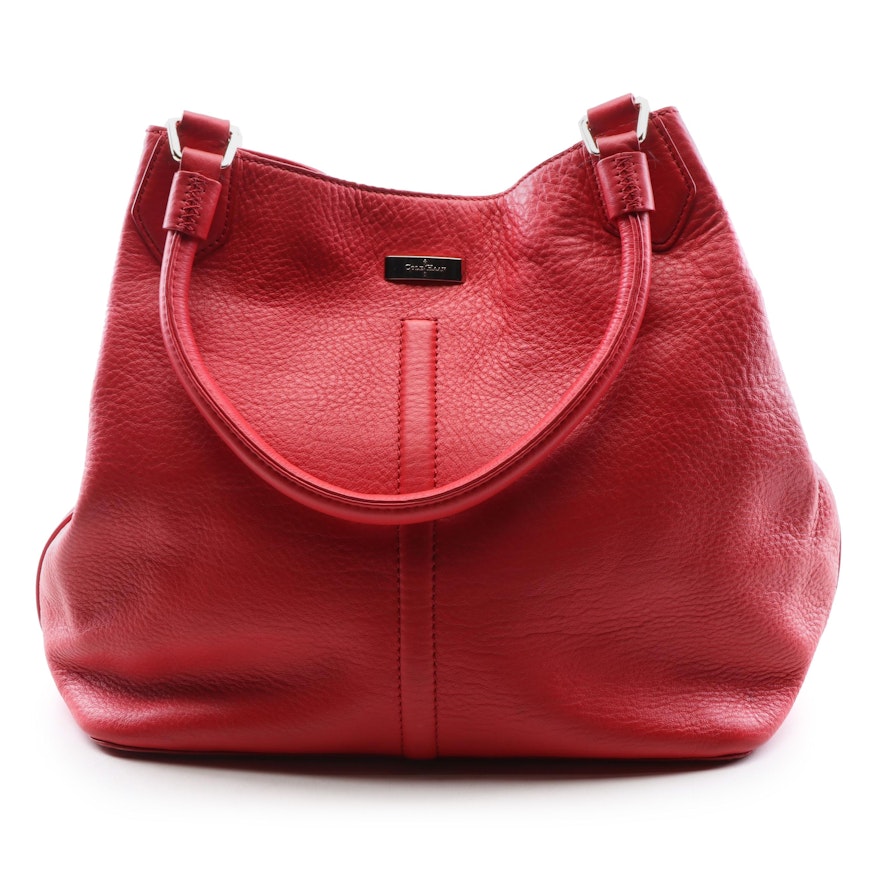 Cole Haan Red Pebbled Leather Tote Bag