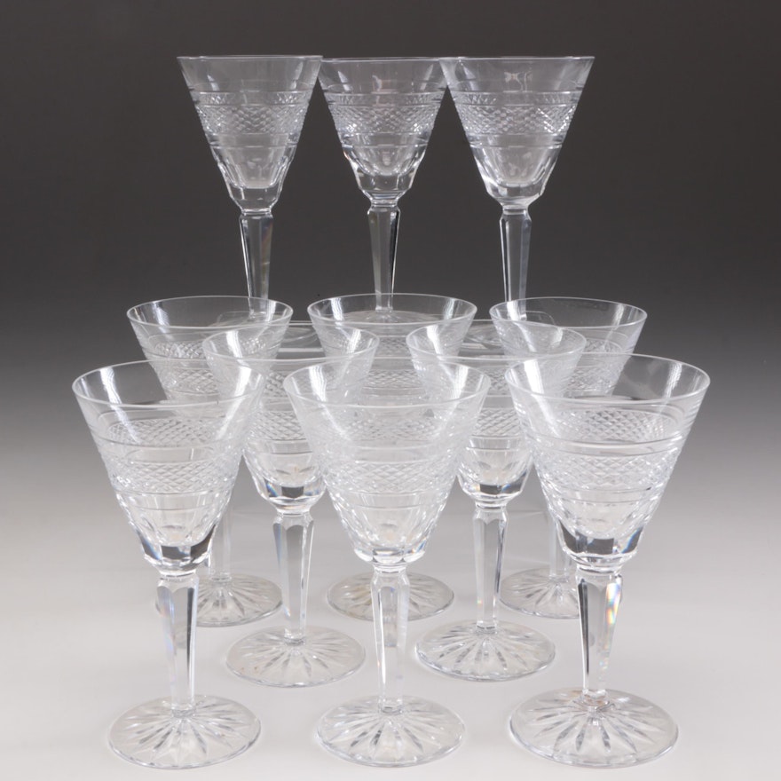 Waterford Crystal "Rossmore" Claret Wine Glasses, Mid to Late 20th Century