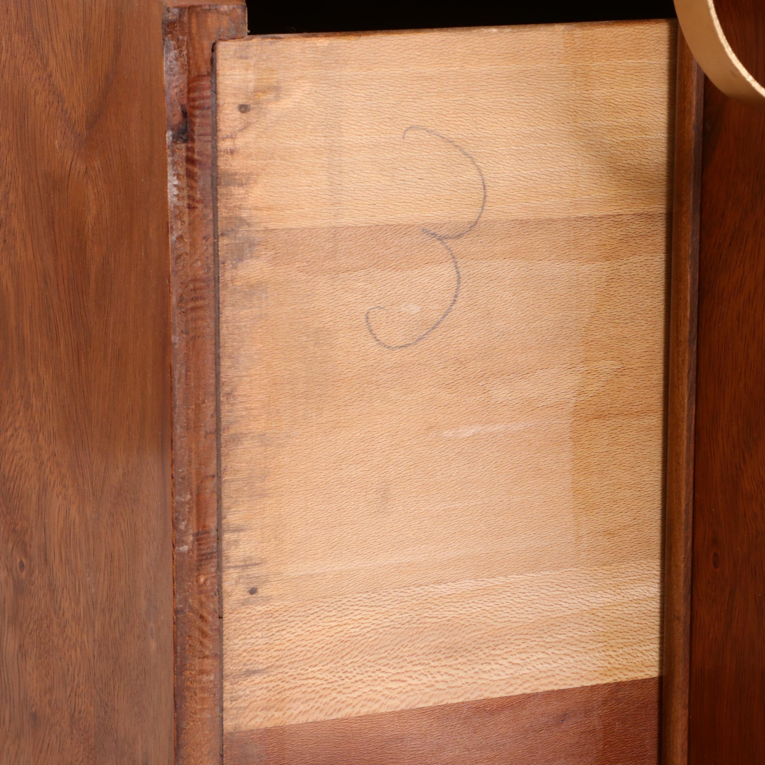 Burled Wood Veneer Chest of Drawers, Mid Century Modern