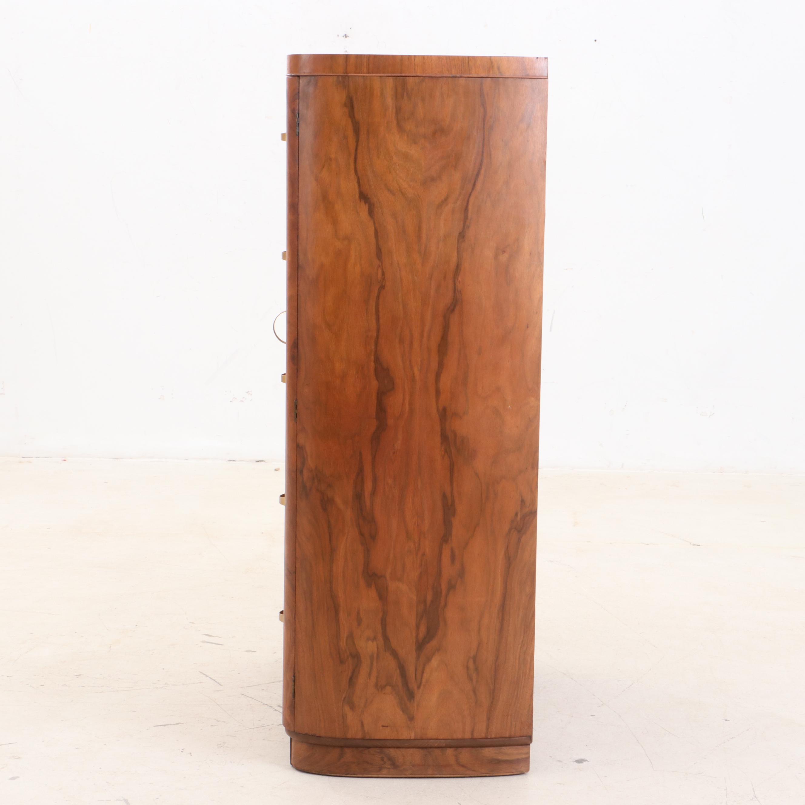 Burled Wood Veneer Chest of Drawers, Mid Century Modern