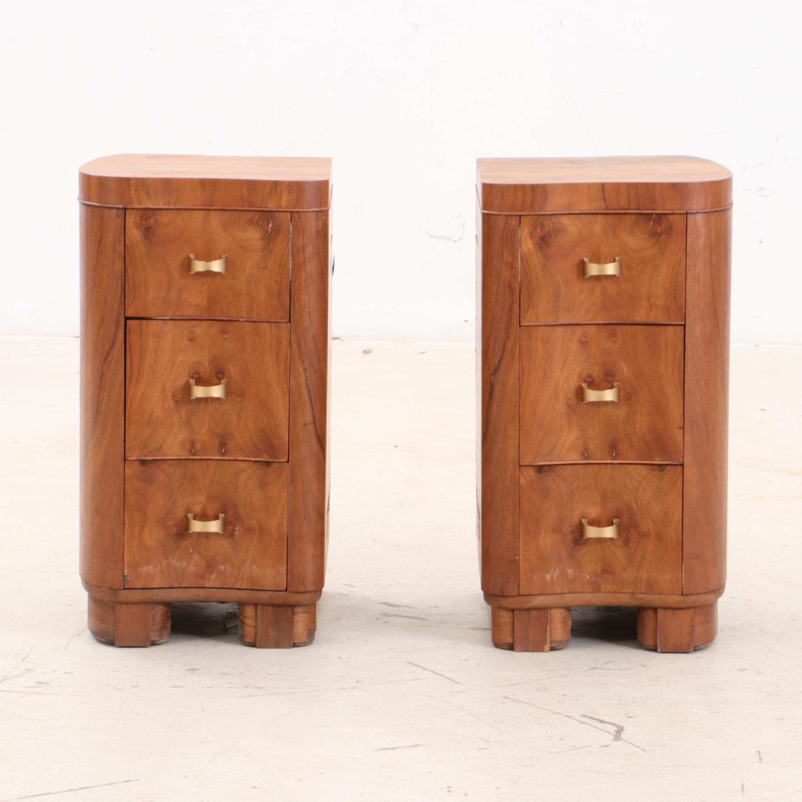 Burled Wood Veneer Chest of Drawers, Mid Century Modern