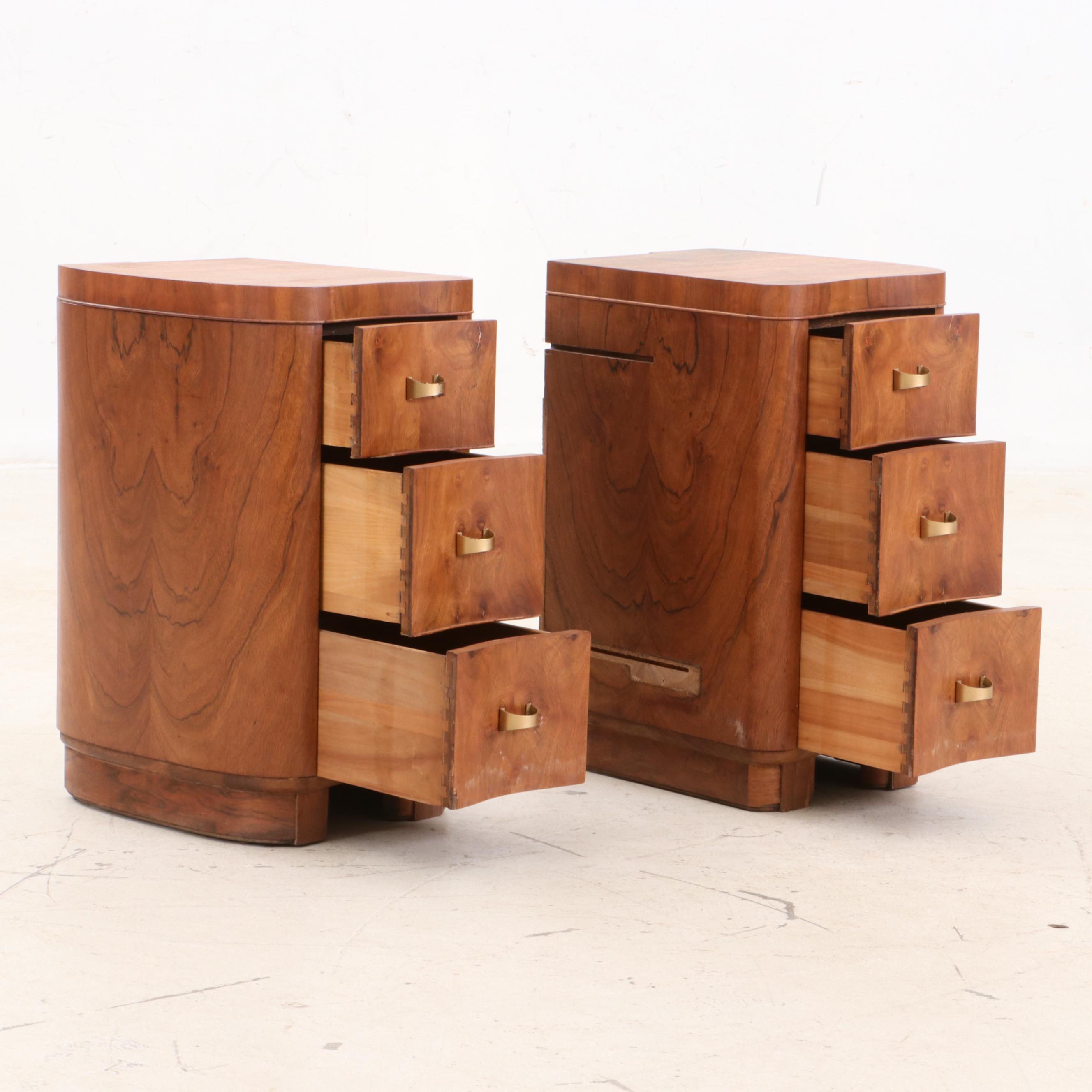 Burled Wood Veneer Chest of Drawers, Mid Century Modern