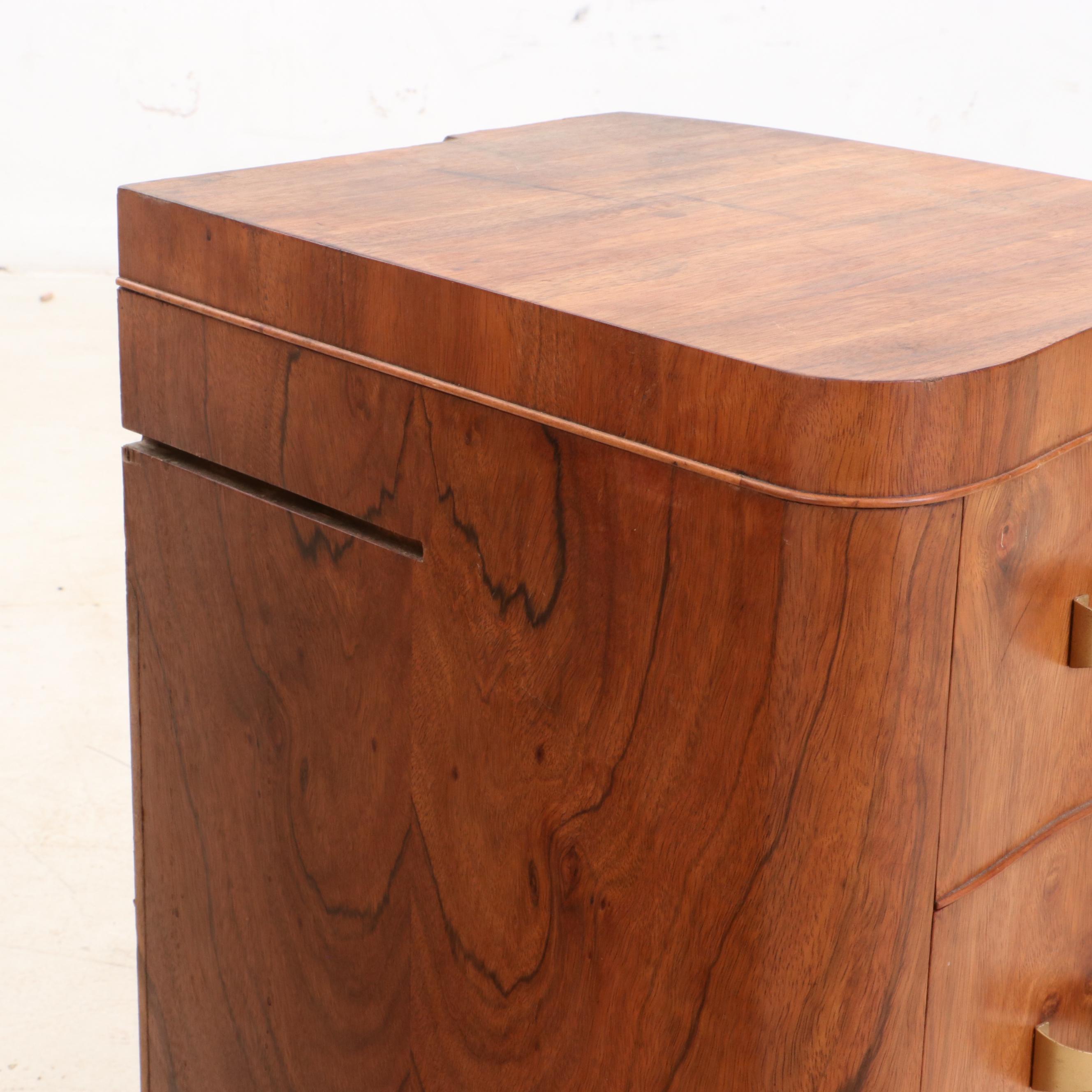 Burled Wood Veneer Chest of Drawers, Mid Century Modern