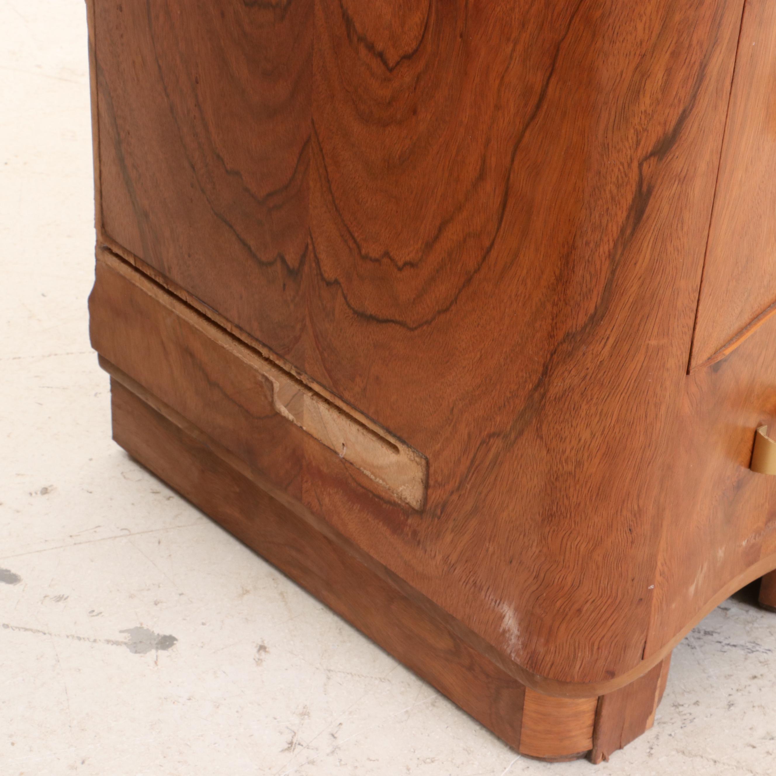 Burled Wood Veneer Chest of Drawers, Mid Century Modern