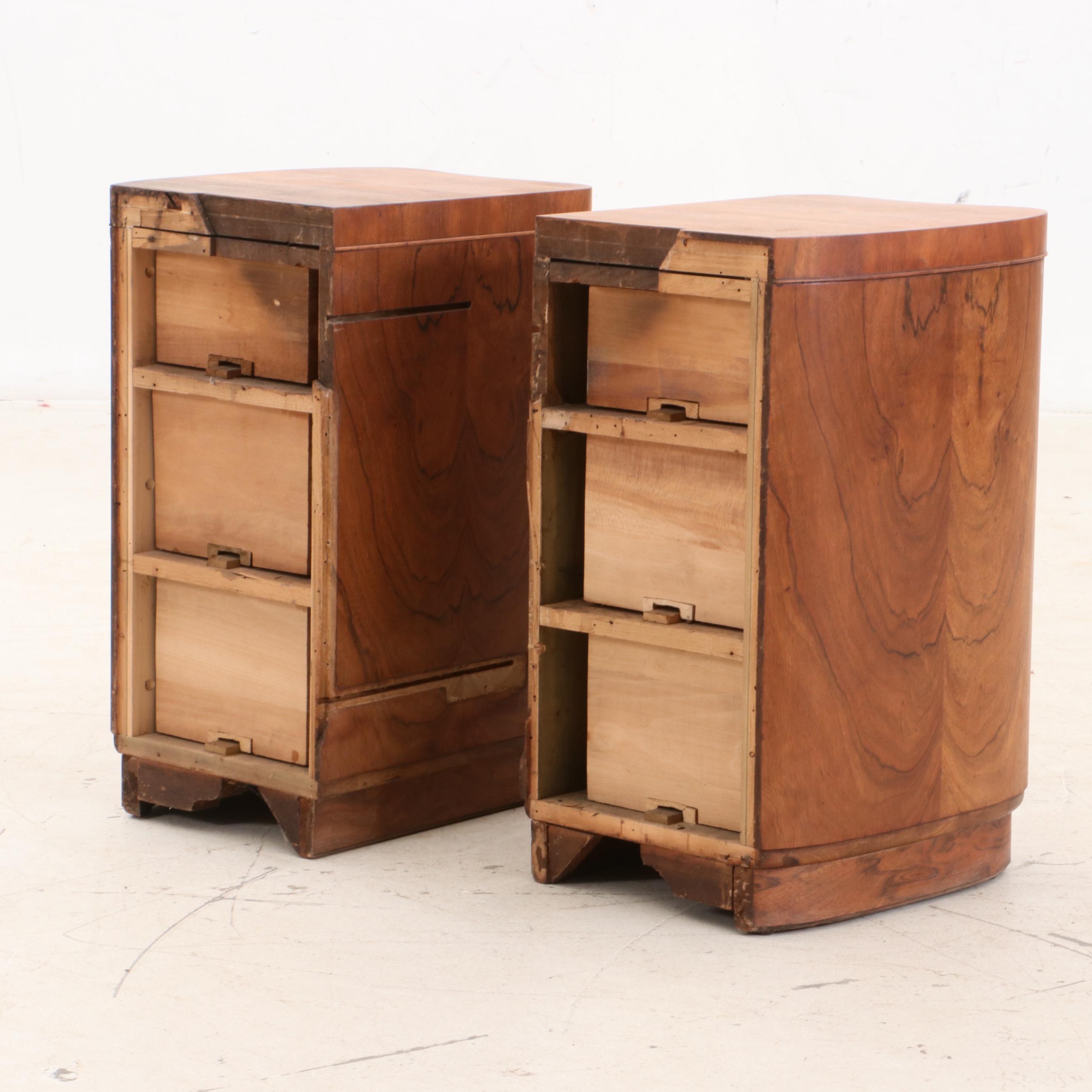 Burled Wood Veneer Chest of Drawers, Mid Century Modern