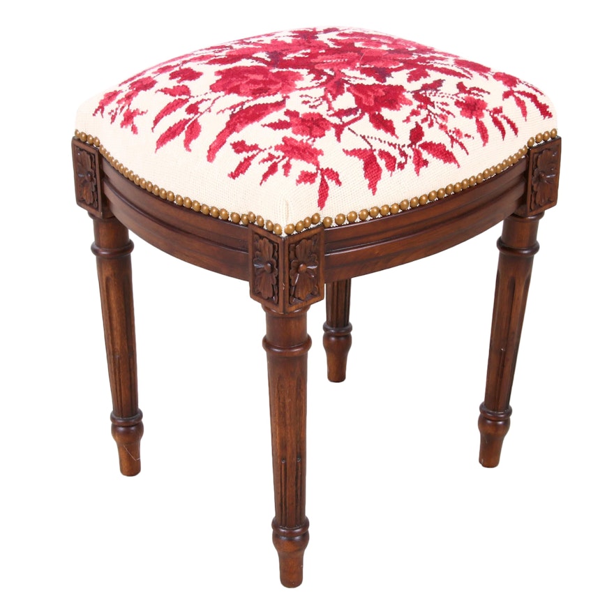 Louis XVI Style Needlepoint Stool, Mid to Late 20th Century