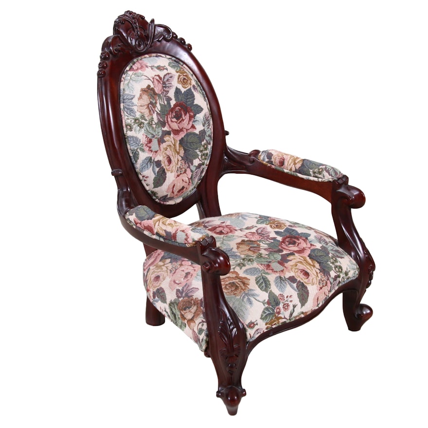 Victorian Style Floral Motif Child's Armchair