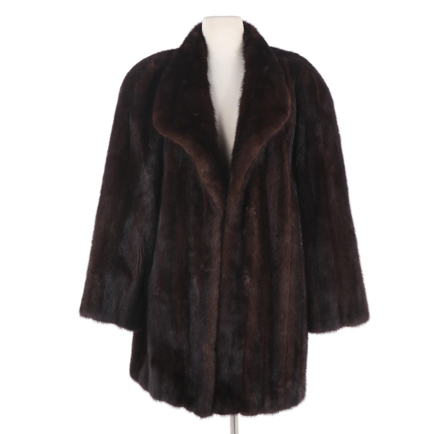 Dark Mahogany Mink Fur Stroller Coat from Koslow's, Vintage
